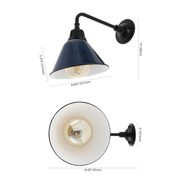 Croydon 9.63"  Farmhouse Industrial Indoor/Outdoor Iron LED Gooseneck Arm Outdoor Sconce - JONATHAN Y